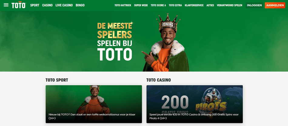 TOTO Casino - lobby met live casino, roulette en blackjack