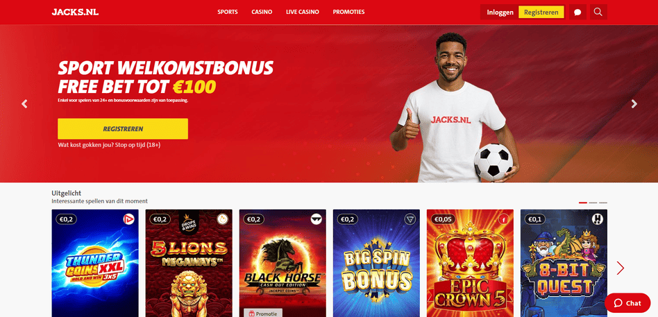 Jack's - overzichtelijke casinolobby met slots en live tafels